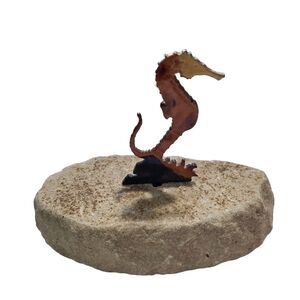 Seahorse paperweight decor metal and stone 3" beach theme nautical